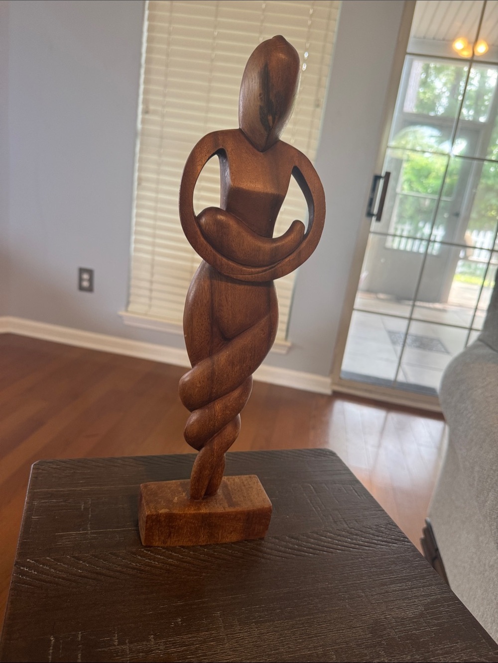 Contemporary Brown Wooden Abstract Sculpture - Modern Table Accent